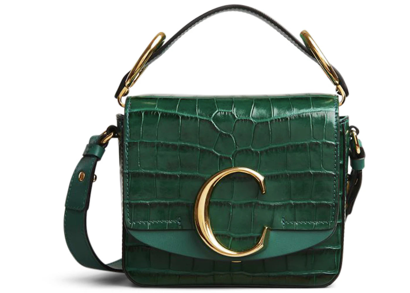 Chloe C Calfskin Croco Mini Woodsy Green
