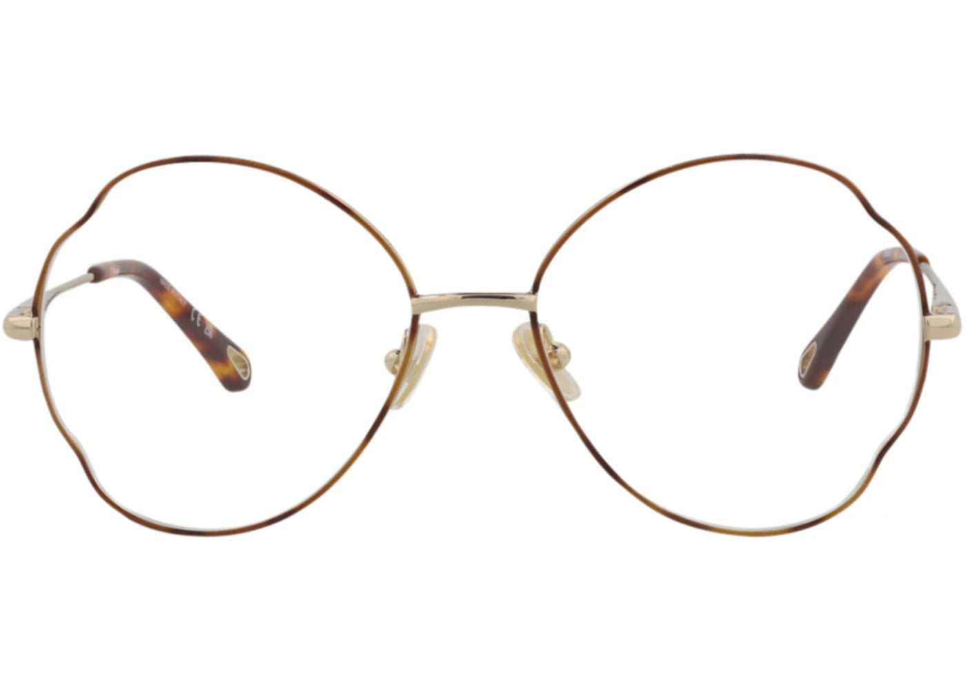 Chloe Round-Frame Metal Optical Frames Havana Gold Transparent (CH0097O-30012431-004)