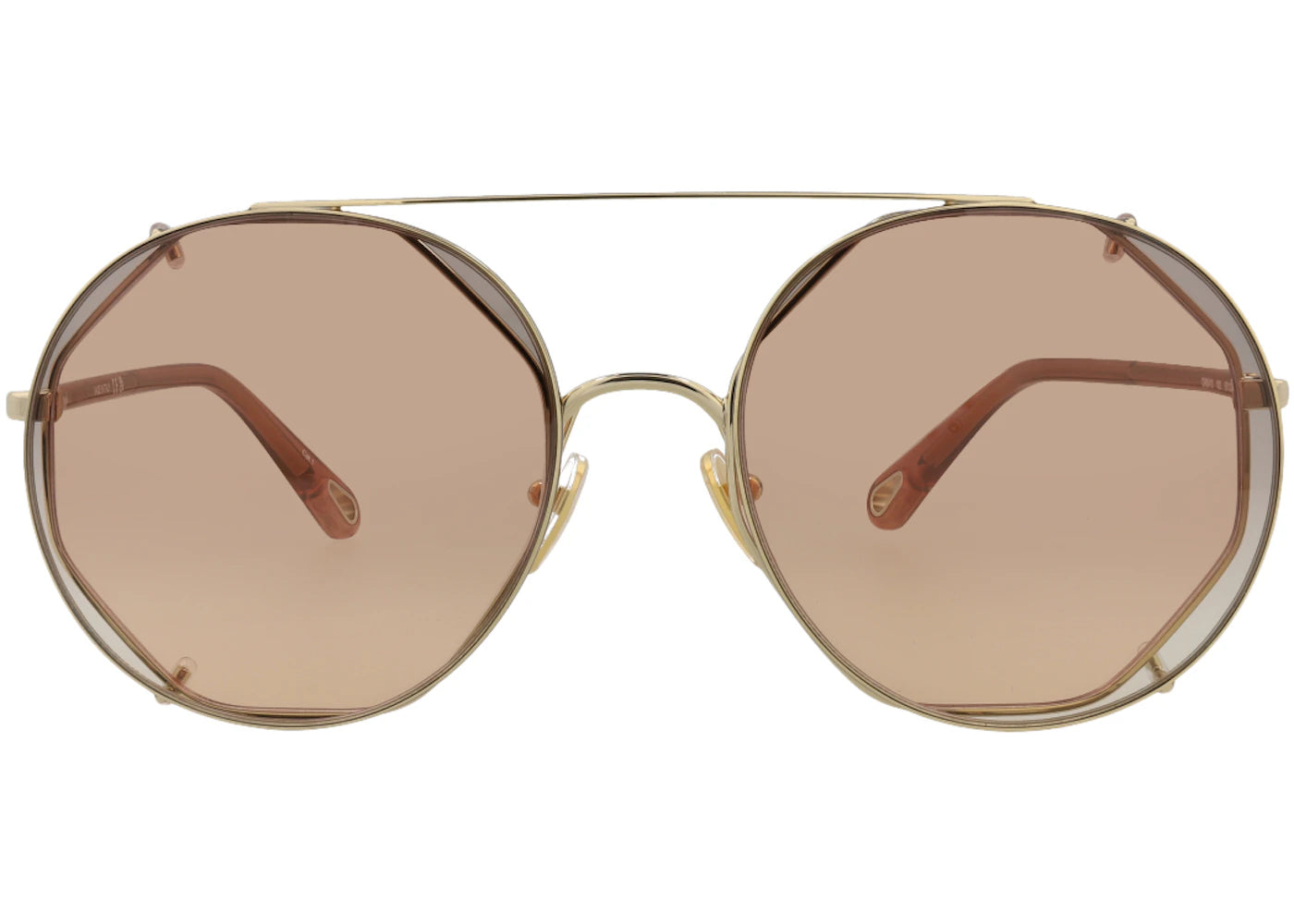 Chloe Round-Frame Metal Sunglasses Gold Brown (CH0041S-30009770-003)