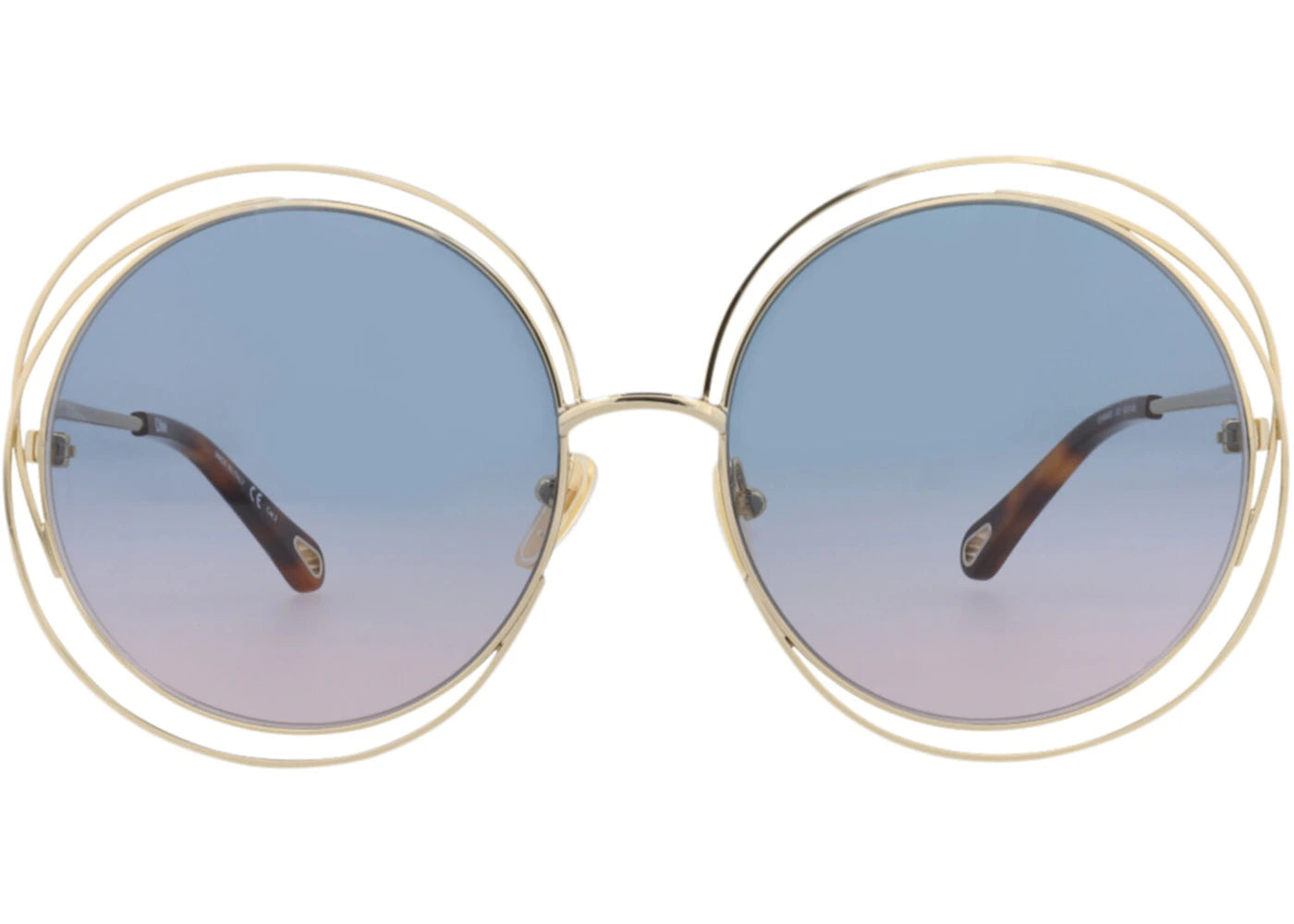 Chloe Round-Frame Metal Sunglasses Gold Gold Blue (CH0045S-30010164-003)
