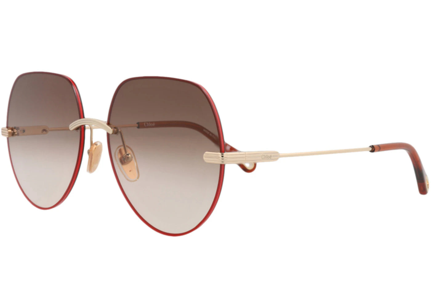 Chloe Round-Frame Metal Sunglasses Gold Gold Brown (CH0135S-30013590-002)