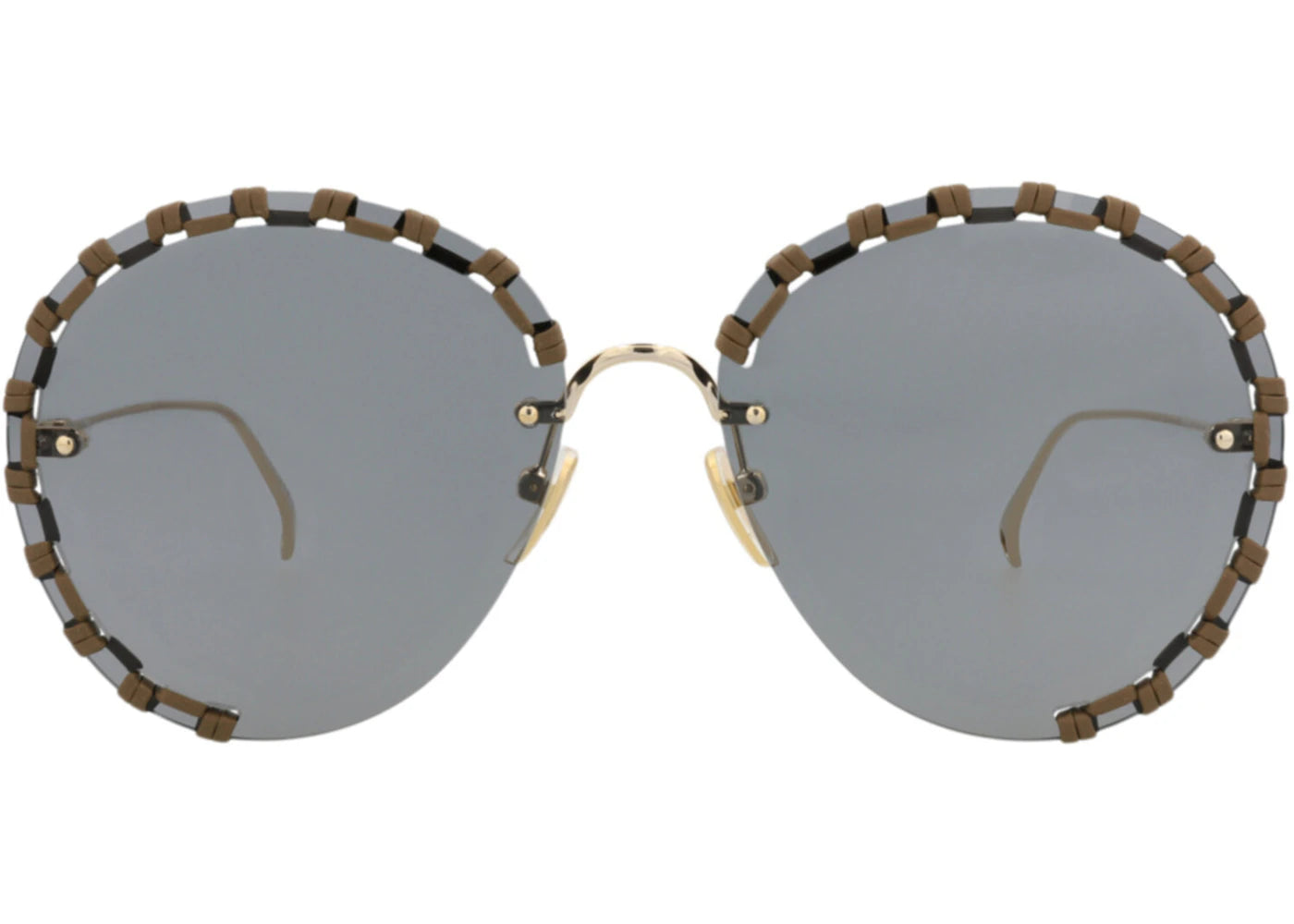 Chloe Round-Frame Metal Sunglasses Gold Gold Grey (CH0186S-30014135-001)