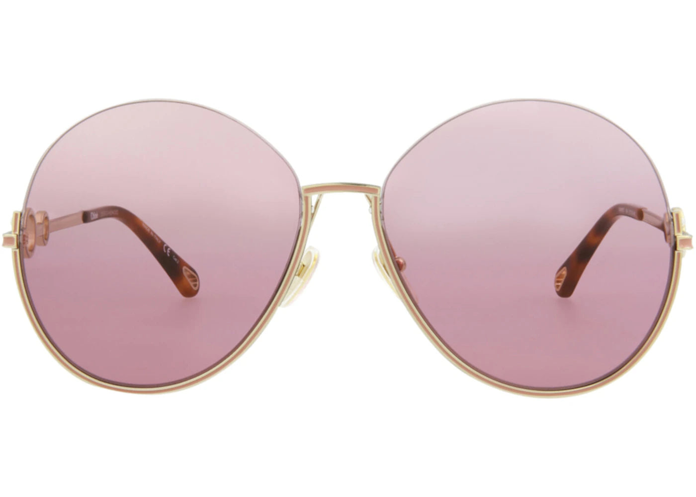 Chloe Round-Frame Metal Sunglasses Gold Gold Pink (CH0067S-30011433-004)