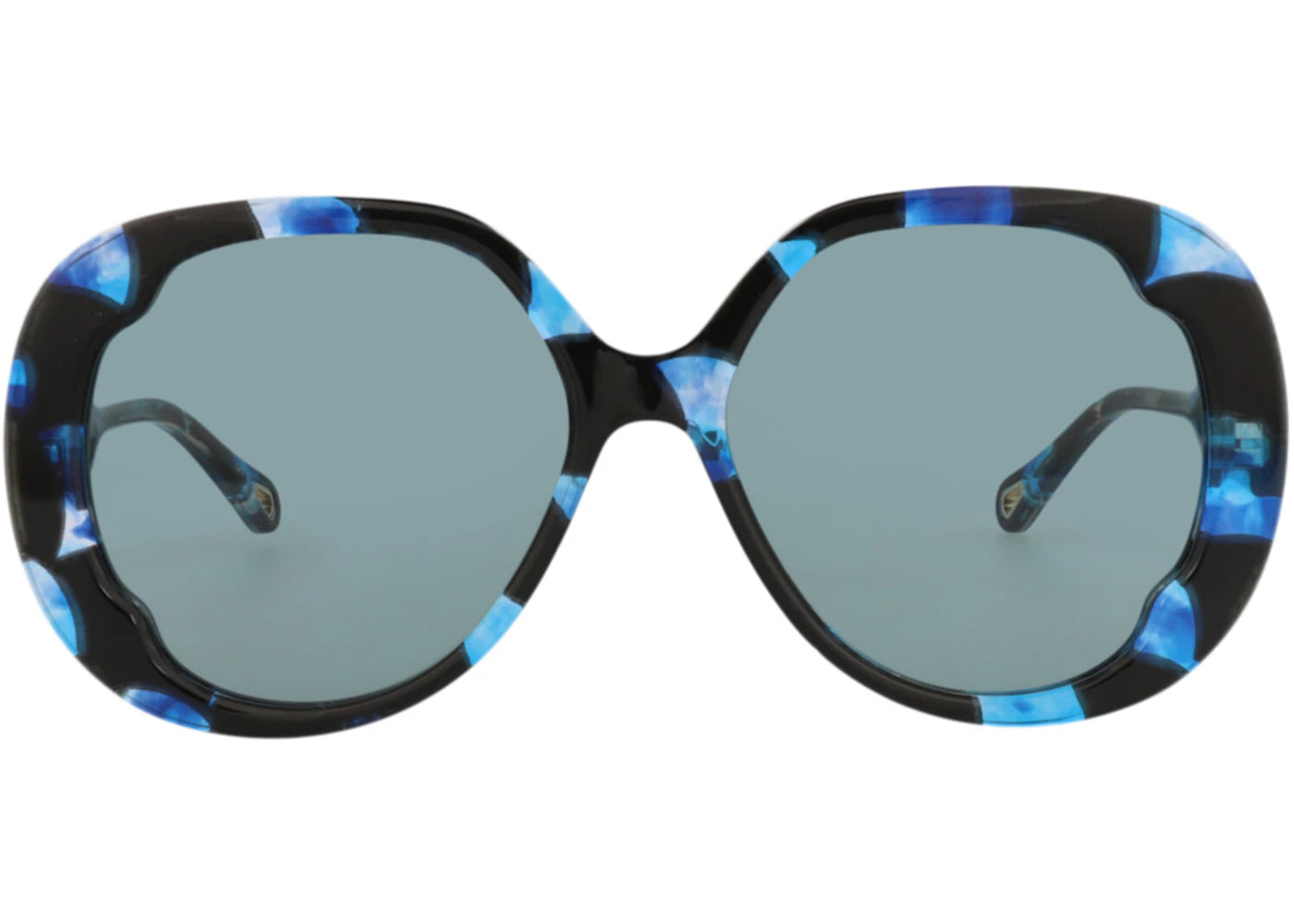 Chloe Round-Frame Recycled Acetate Sunglasses Havana Havana Blue (CH0195S-30014680-003)