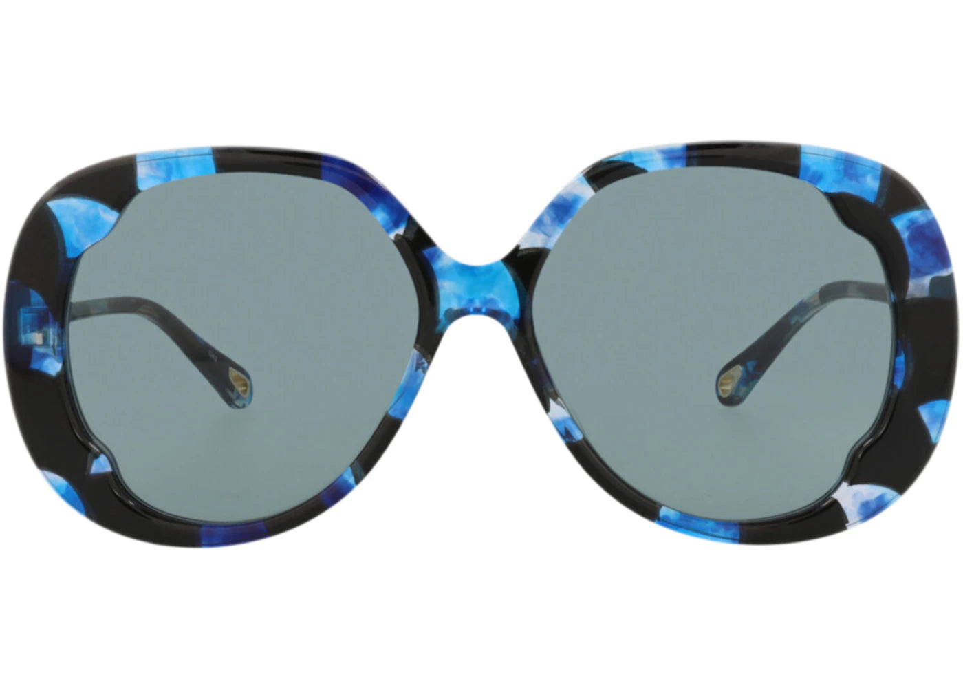 Chloe Round-Frame Recycled Acetate Sunglasses Havana Havana Blue (CH0195SK-30014693-003)