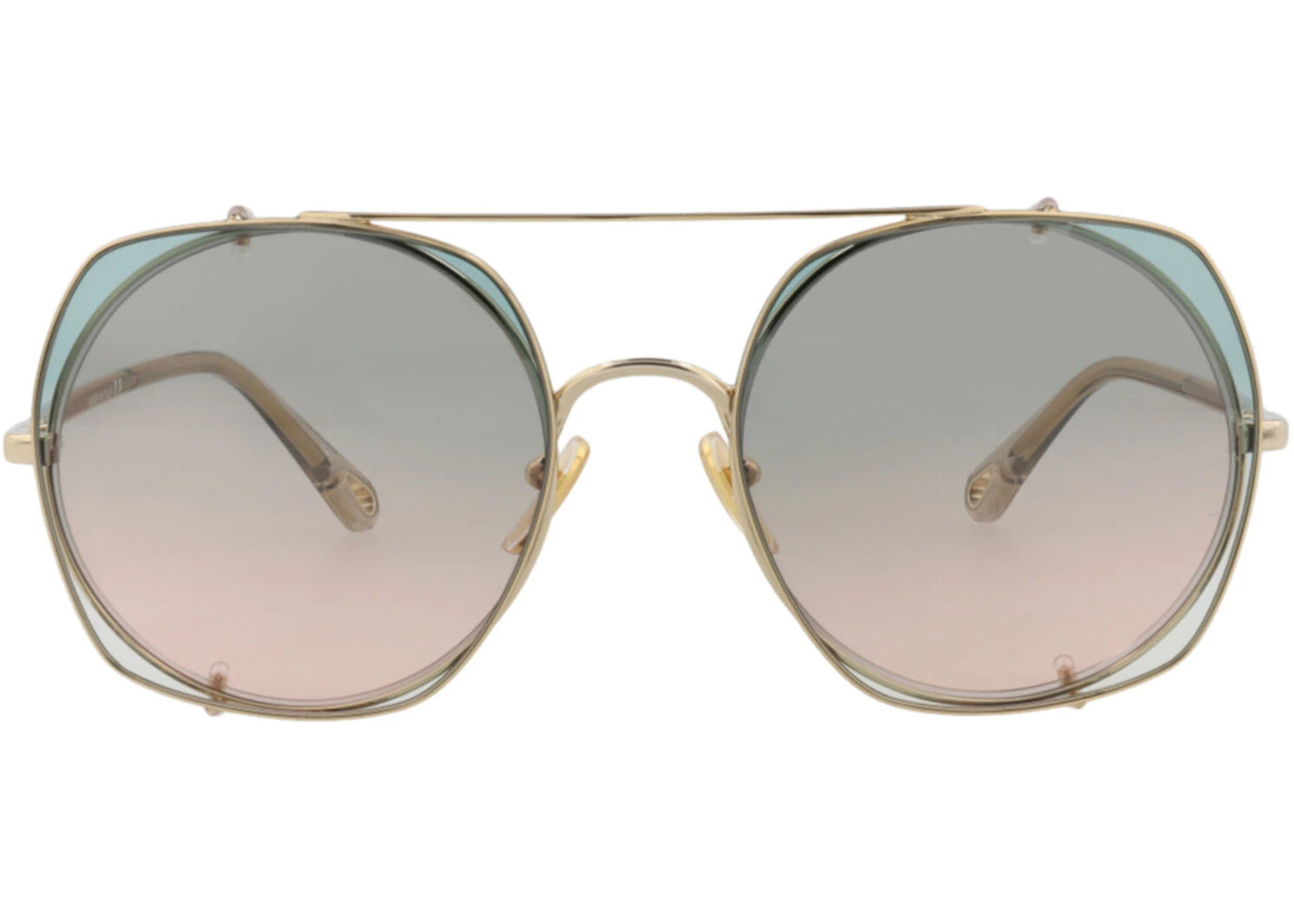 Chloe Square-Frame Metal Sunglasses Gold Beige Green (CH0042S-30009767-001)