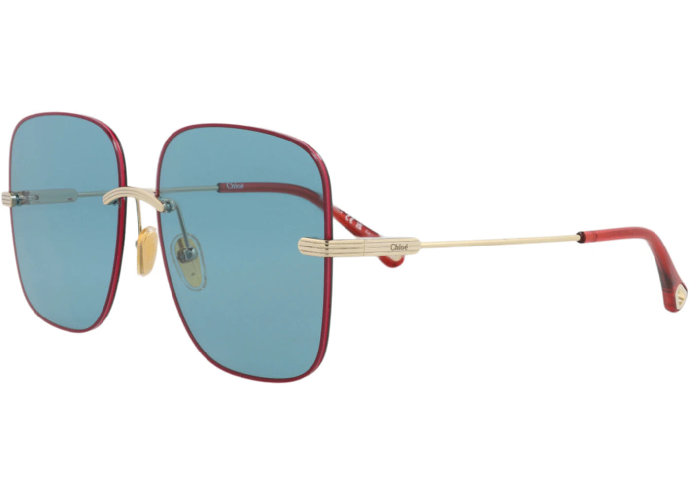 Chloe Square-Frame Metal Sunglasses Gold Gold Blue (CH0134S-30013647-004)