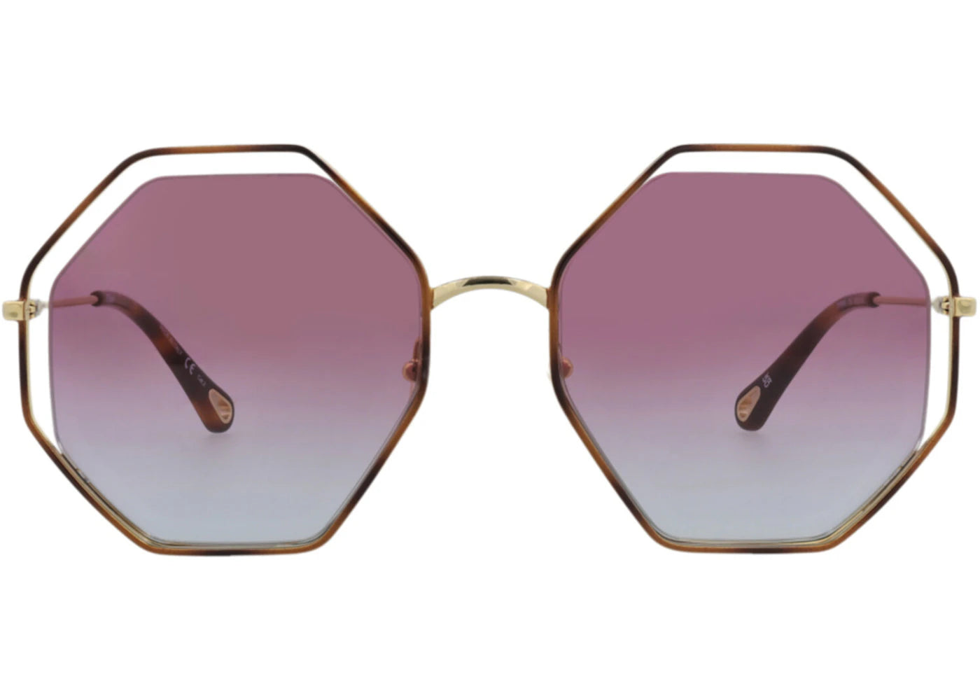 Chloe Square-Frame Metal Sunglasses Havana Gold Violet (CH0046S-30010161-003)