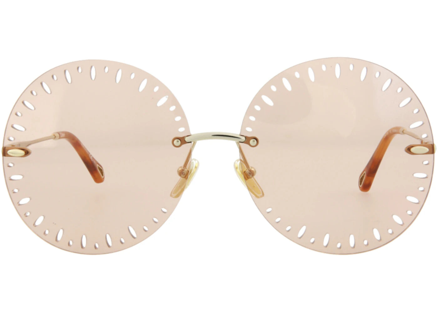 Chloe YSE Round-Frame Metal Sunglasses Gold Gold Orange (CH0110S-30012463-002)