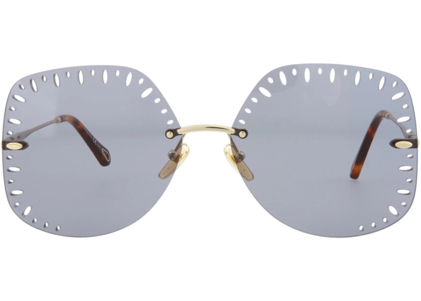 Chloe YSE Square-Frame Metal Sunglasses Gold Gold Light Blue (CH0111S-30012464-001)