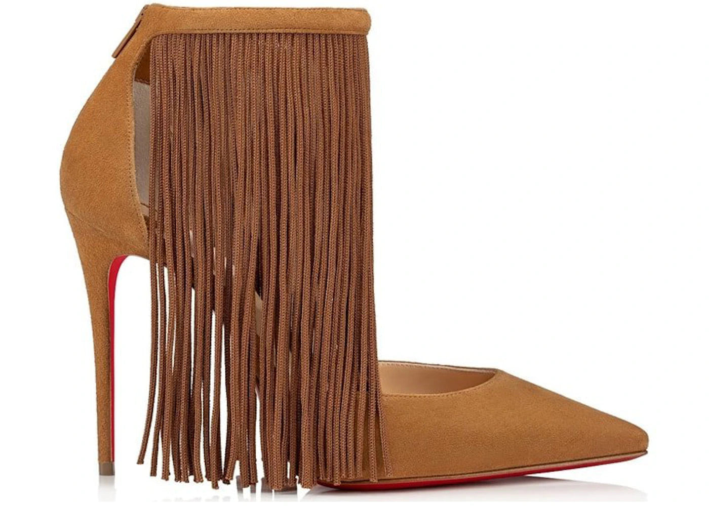 Christian Louboutin Courtain 100mm Ankle Strap Pumps Cafe Creme Velour