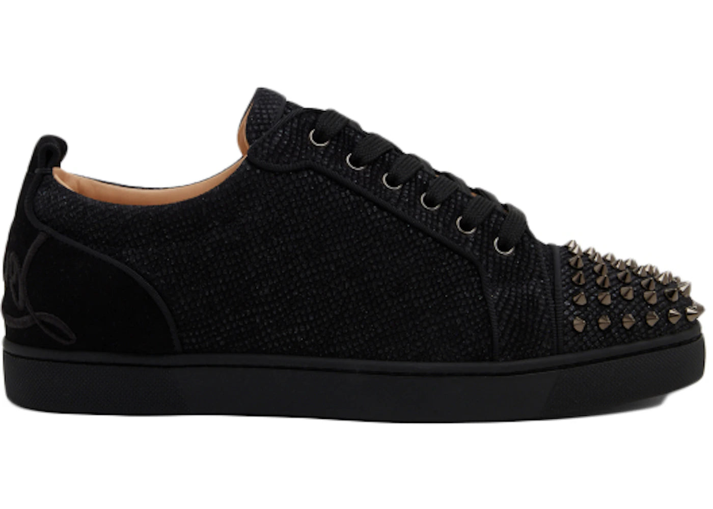 Christian Louboutin Fun Louis Junior Spikes Flat Black Velvet