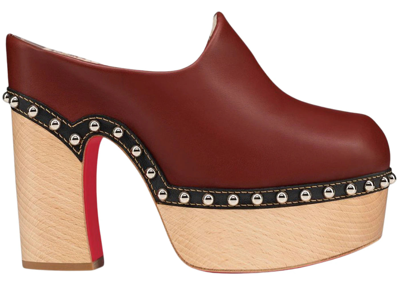 Christian Louboutin Jone 130mm Clog Bourbon Atlas Leather