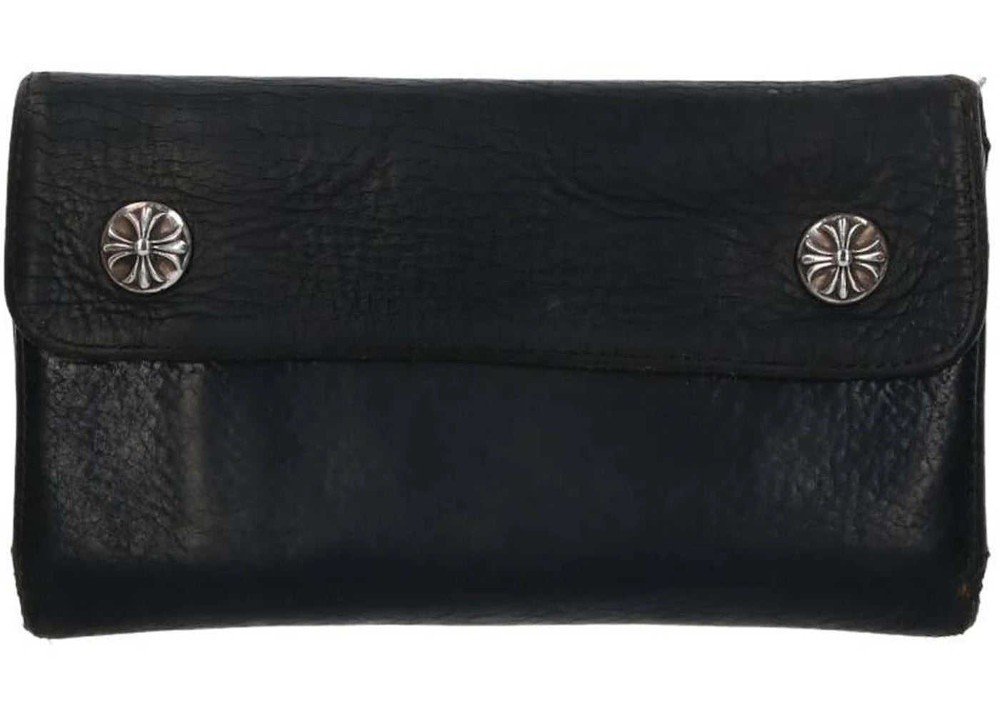 Chrome Hearts Cross Ball Button Leather Wallet Black