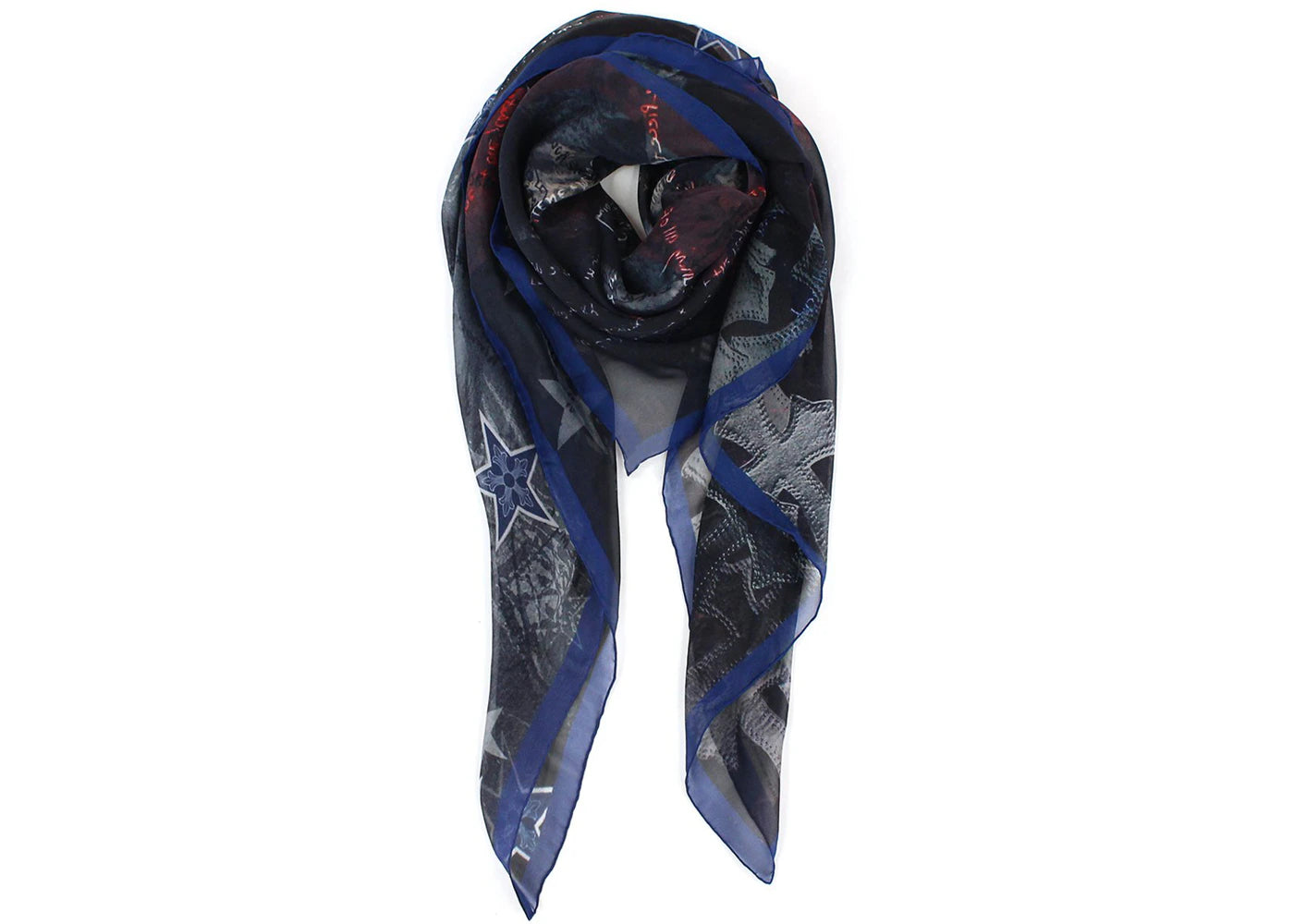 Chrome Hearts Cross Five Pointed Star Silk Scarf Multi