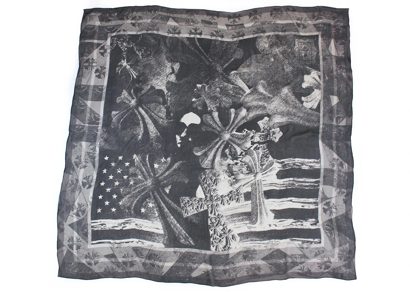 Chrome Hearts Cross Flag Silk Scarf Multi