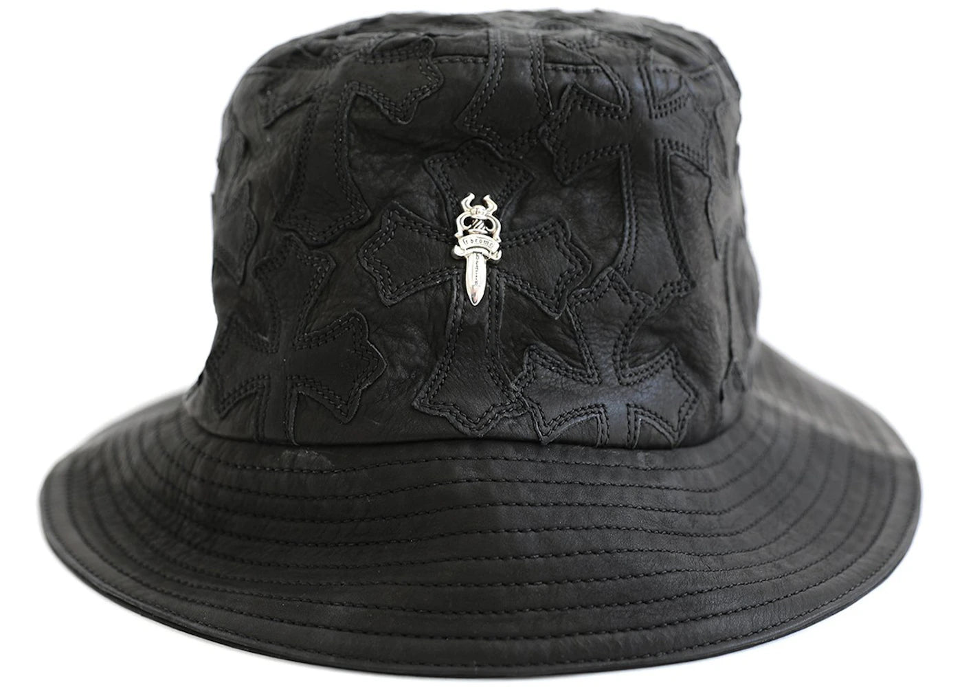Chrome Hearts Cross Leather Patch Bucket Hat Black