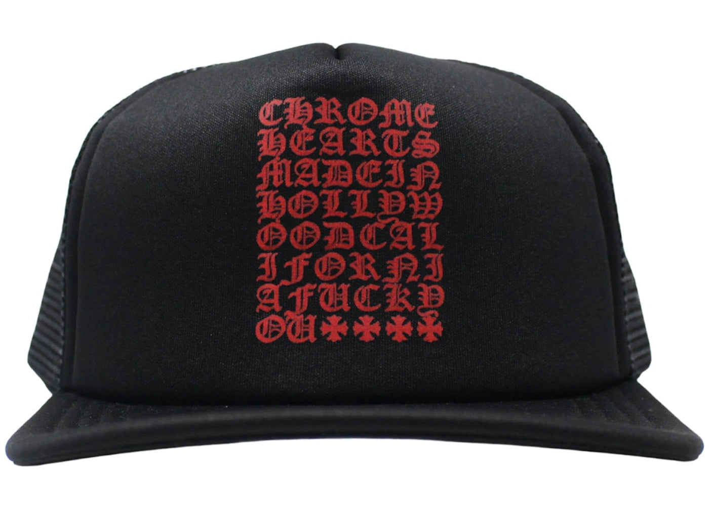 Chrome Hearts Eyechart Trucker Hat Black/Red