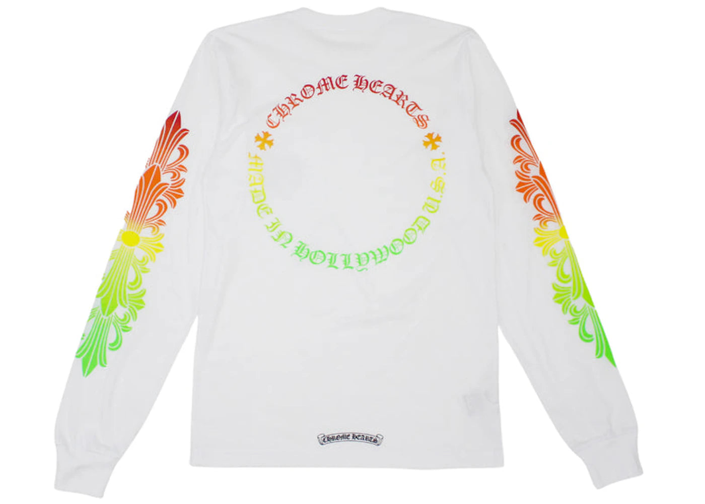 Chrome Hearts Floral Sleeve Gradient L/S T-shirt White