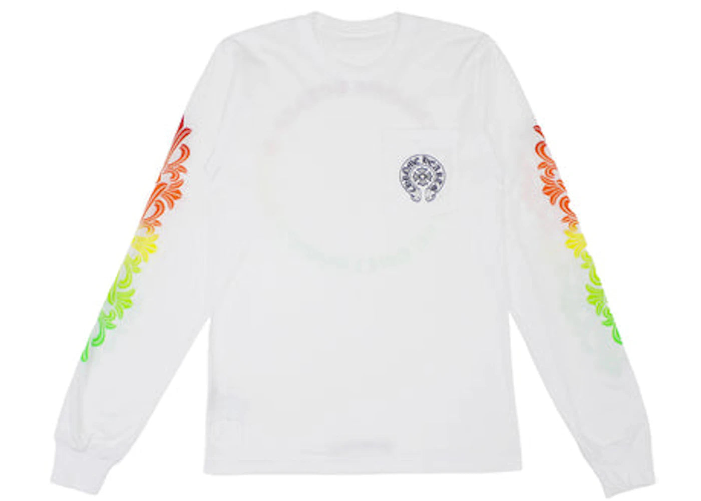 Chrome Hearts Floral Sleeve Gradient L/S T-shirt White