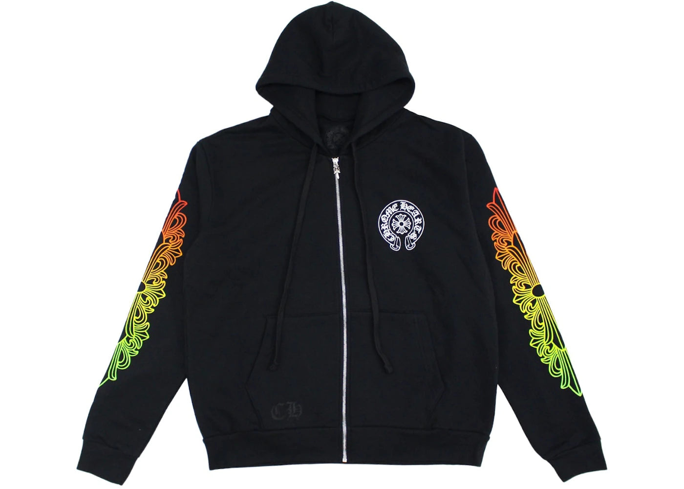 Chrome Hearts Floral Sleeve Gradient Made In Hollywood Zip Up Hoodie Black