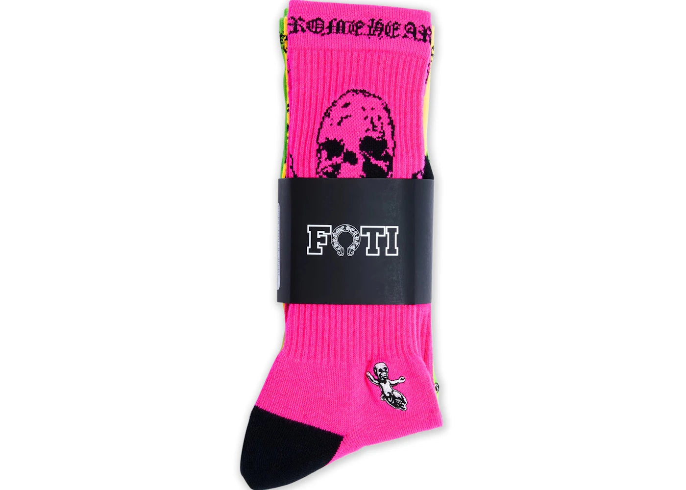 Chrome Hearts Foti Socks (3 pack) Neon Pink/Yellow/Green