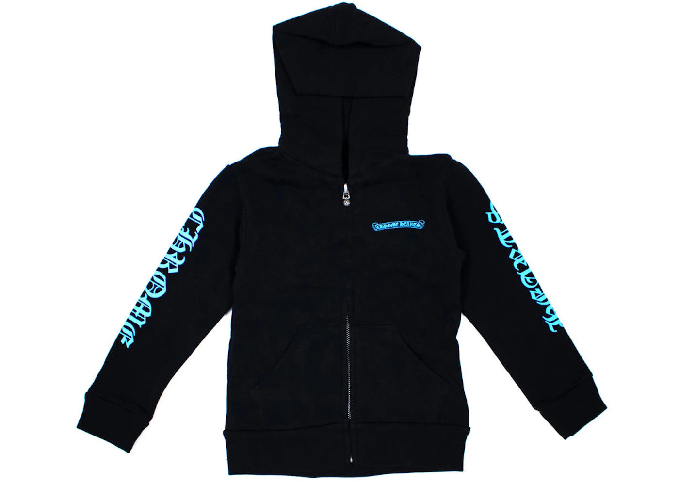 Chrome Hearts Kids Blue Scroll Zip Up Hoodie Black/Blue