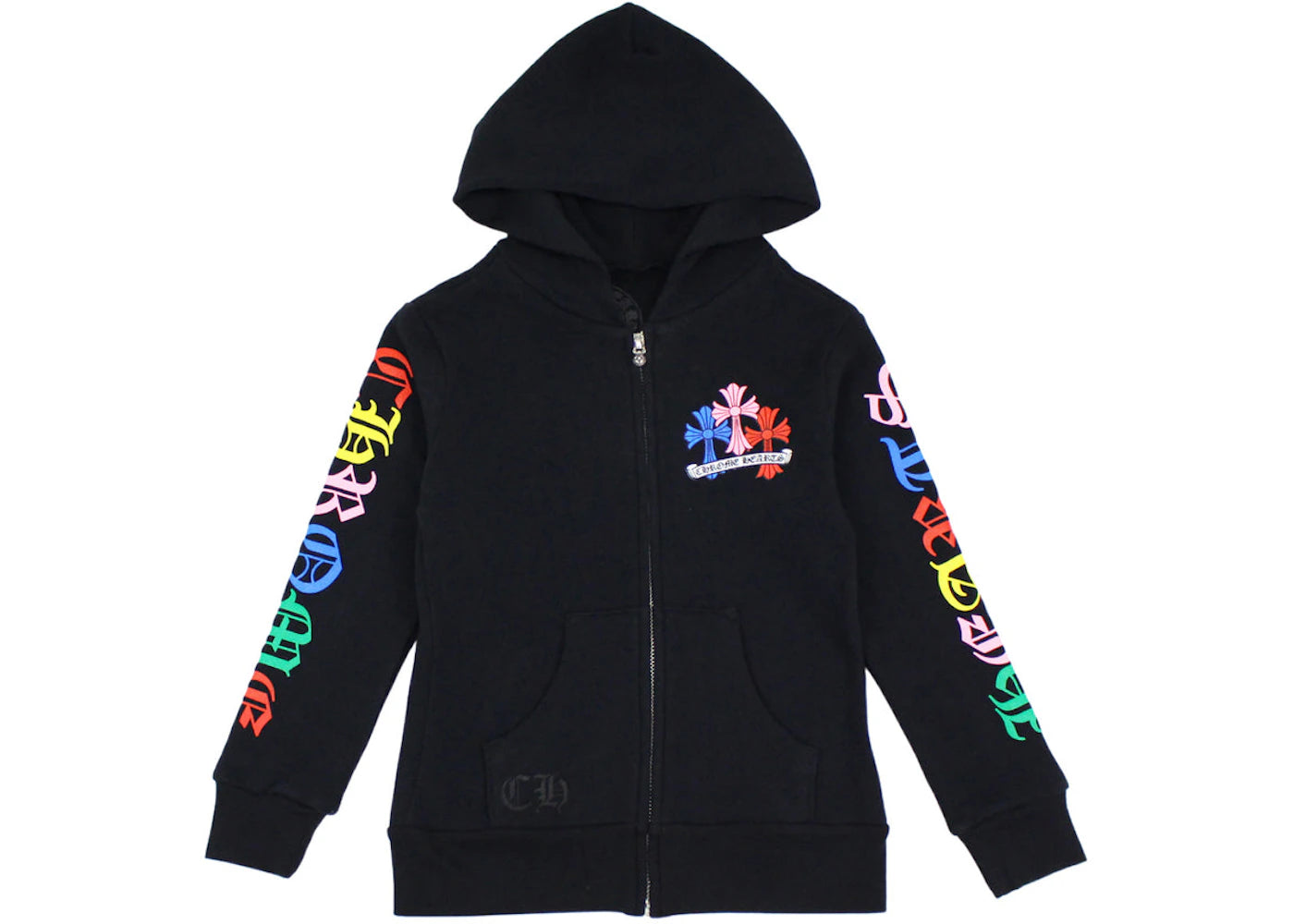 Chrome Hearts Kids Multicolor Cemetery Cross Zip Up Hoodie Black