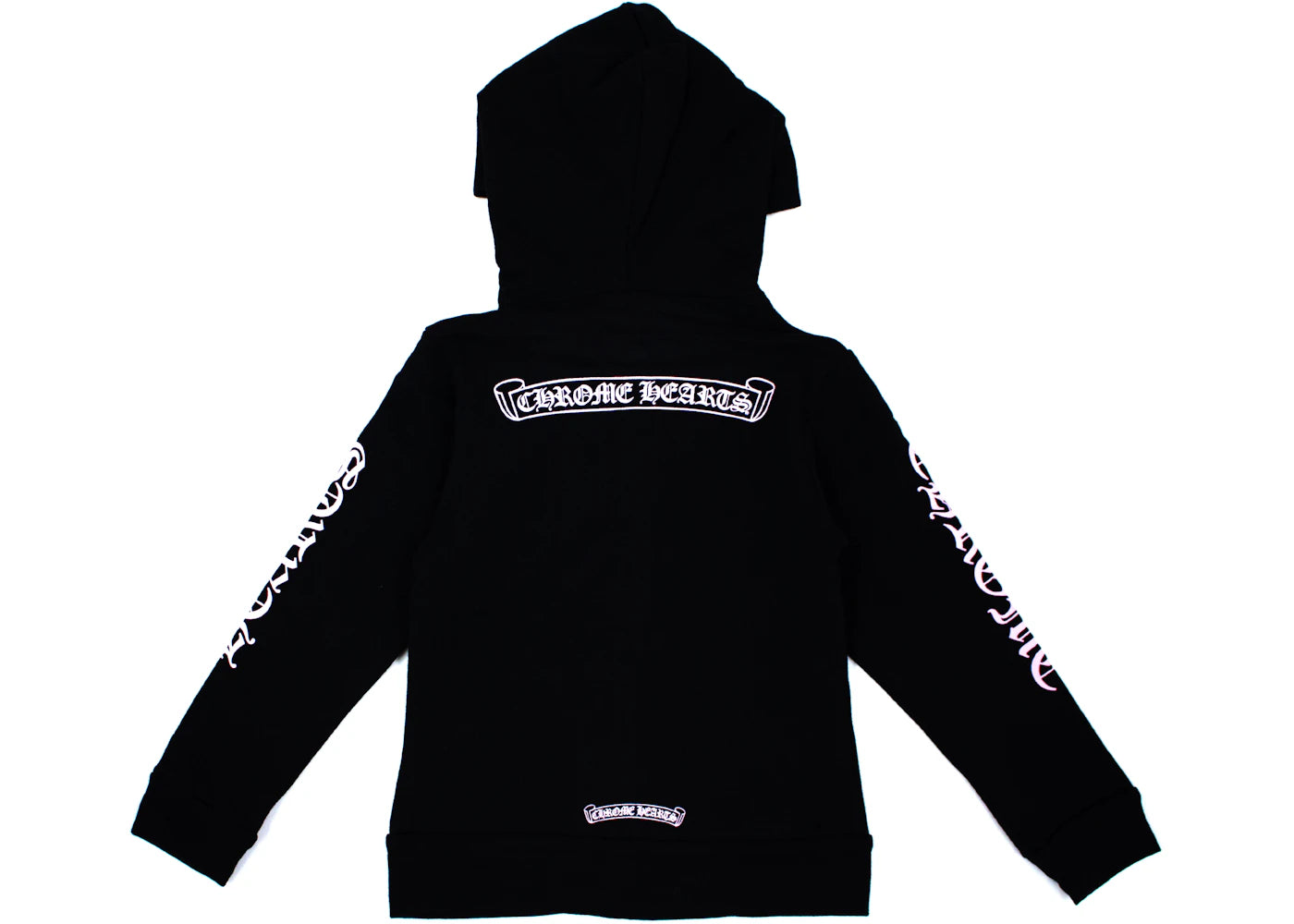 Chrome Hearts Kids Scroll Logo Zip Up Hoodie Black/White