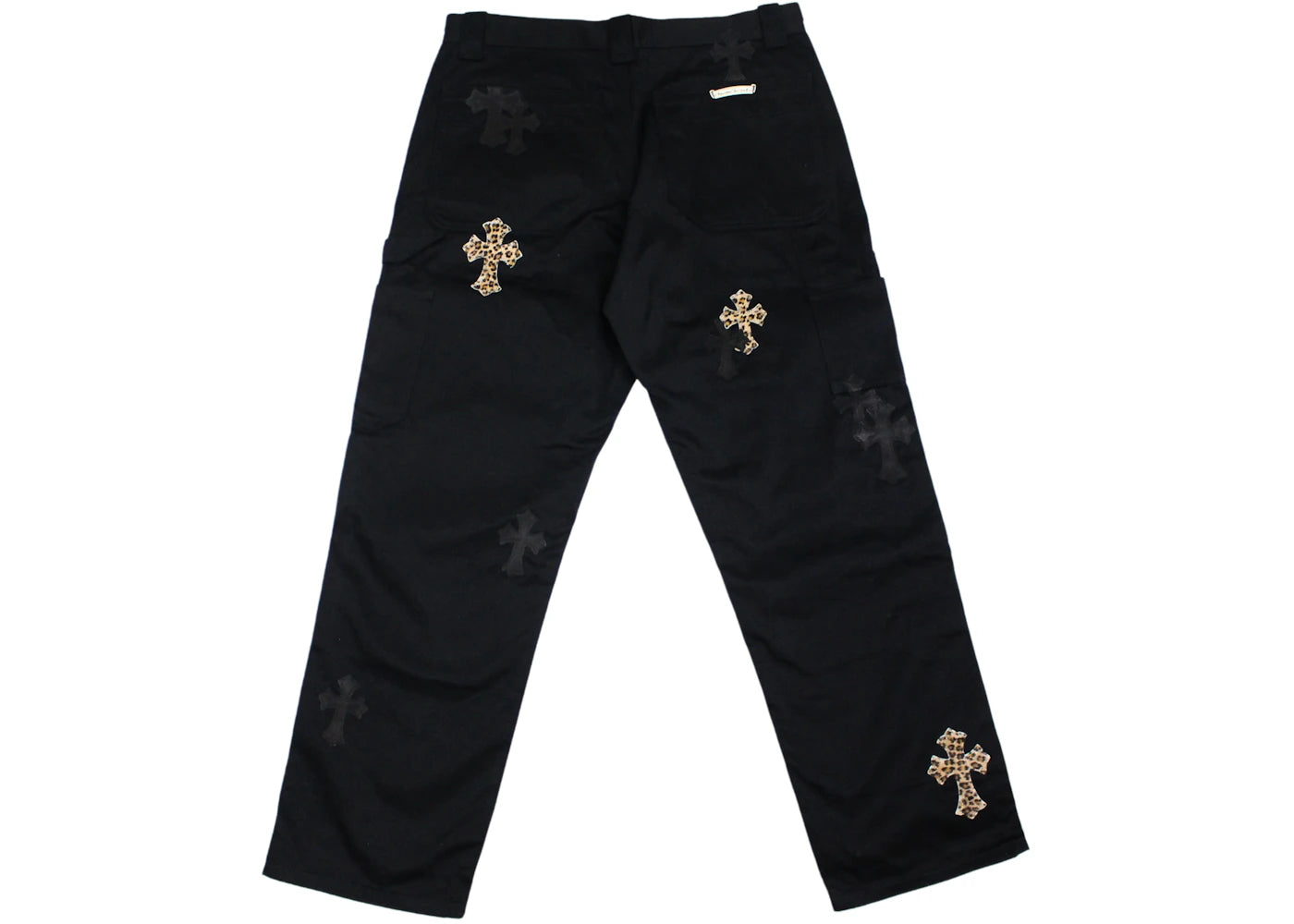 Chrome Hearts Leopard & Black Cross Patch Carpenter Pants Black