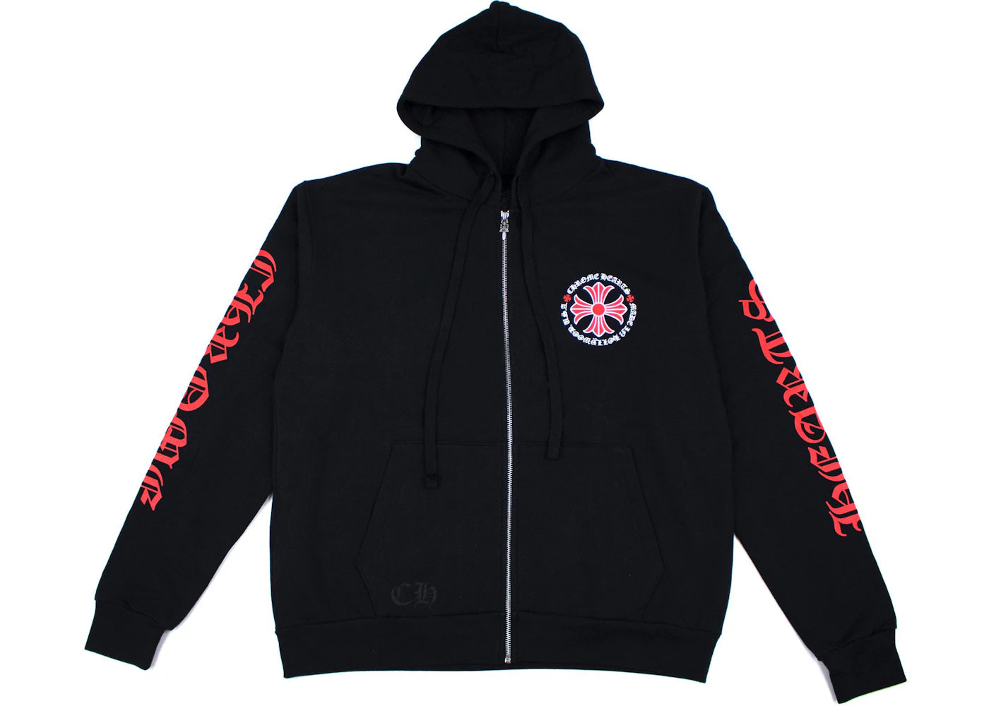 Chrome Hearts Made In Hollywood Plus Cross Zip Up Hoodie Black/Red