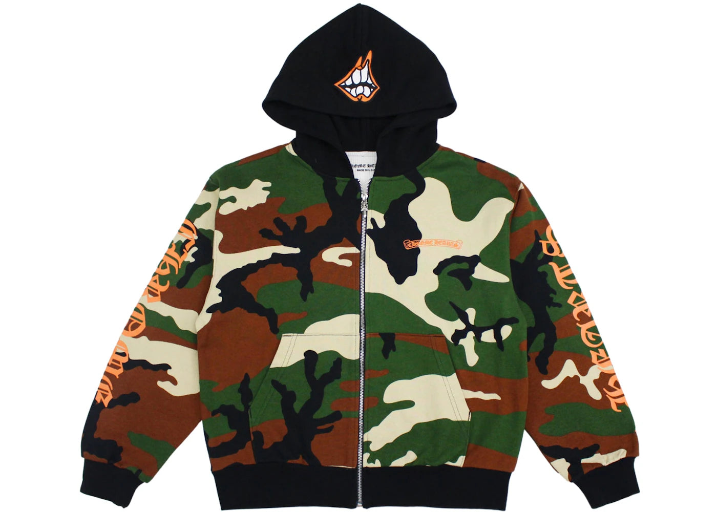 Chrome Hearts Matty Boy Caution Thermal Zip Up Hoodie Camo