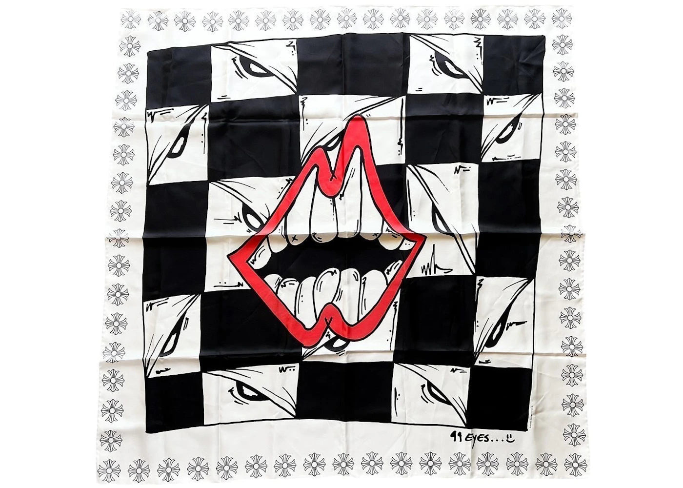 Chrome Hearts Matty Boy Chomper Silk Scarf White/Black