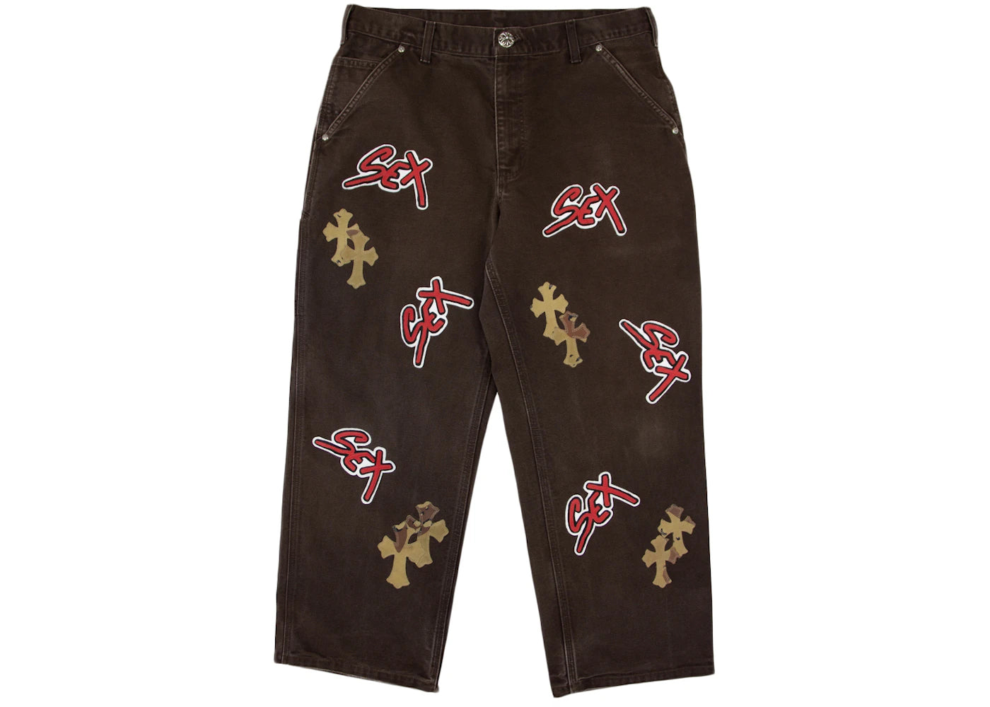 Chrome Hearts Matty Boy Sex Records Single Knee Vintage Carpenter Pants Dark Brown