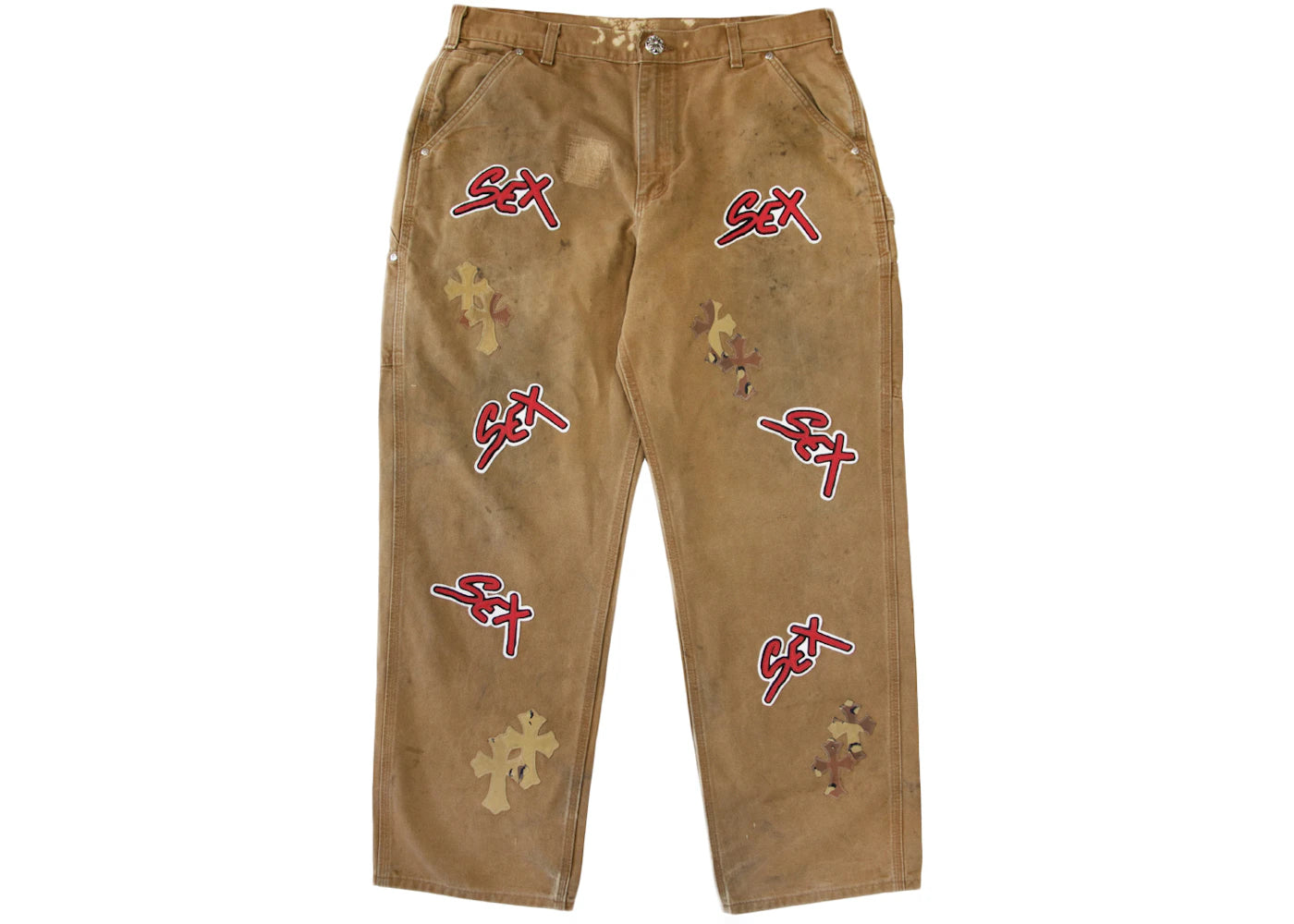 Chrome Hearts Matty Boy Sex Records Single Knee Vintage Carpenter Pants Tan