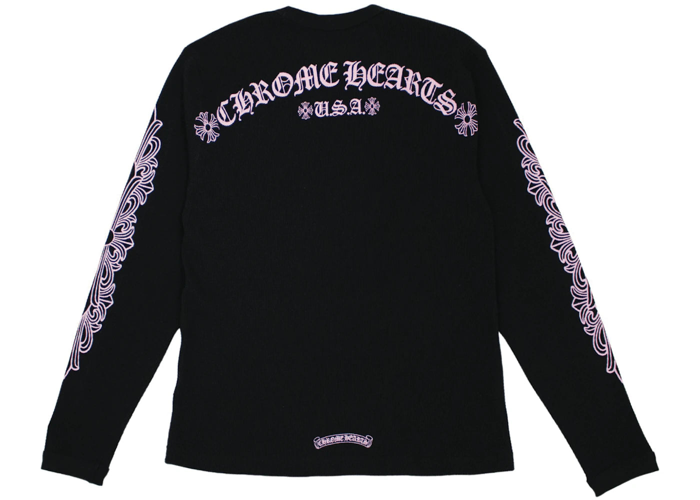 Chrome Hearts Matty Boy Shoulder Logo Thermal L/S T Shirt Black/Pink
