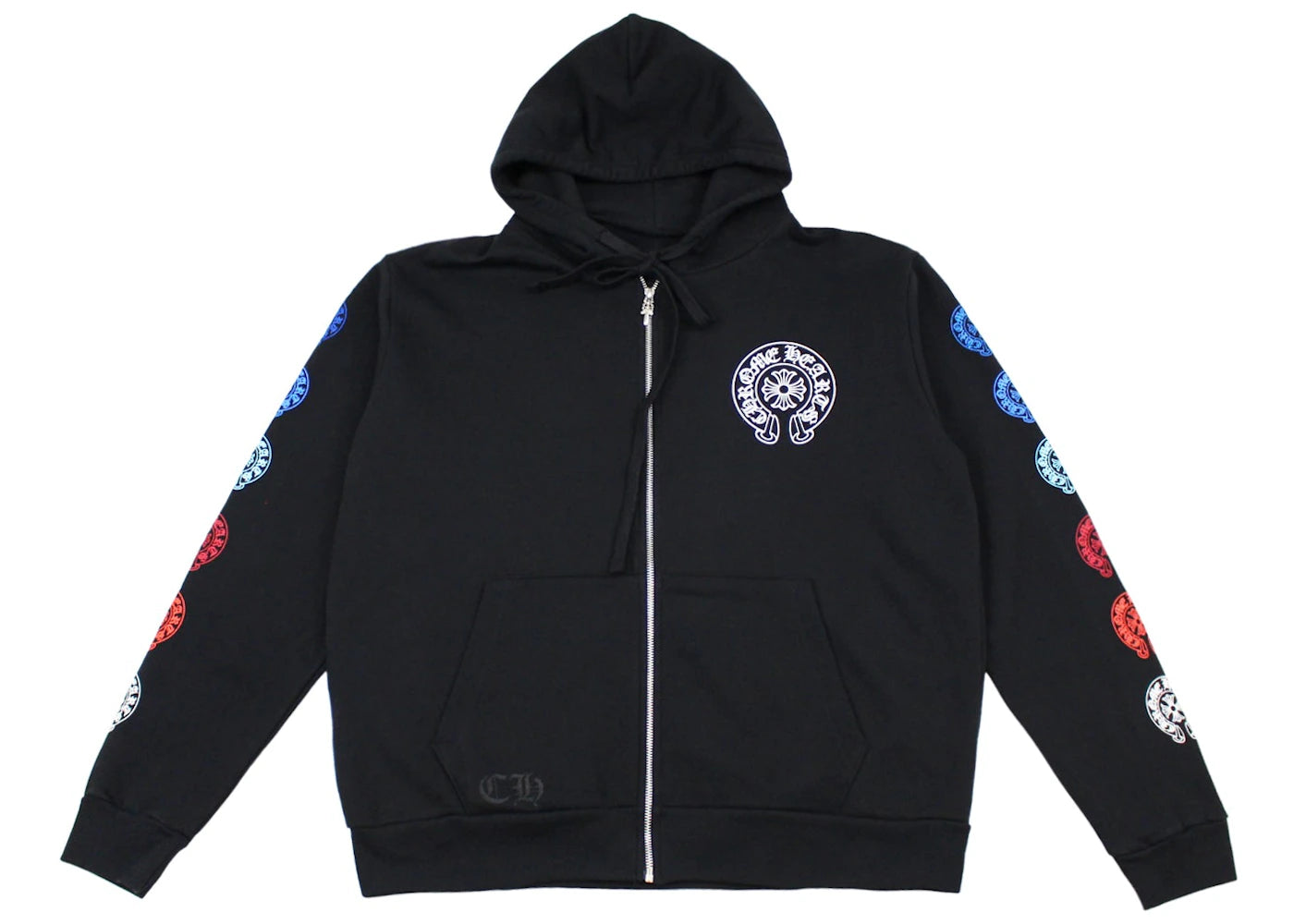 Chrome Hearts Multi color Horseshoe Logo Zip Up Hoodie Black