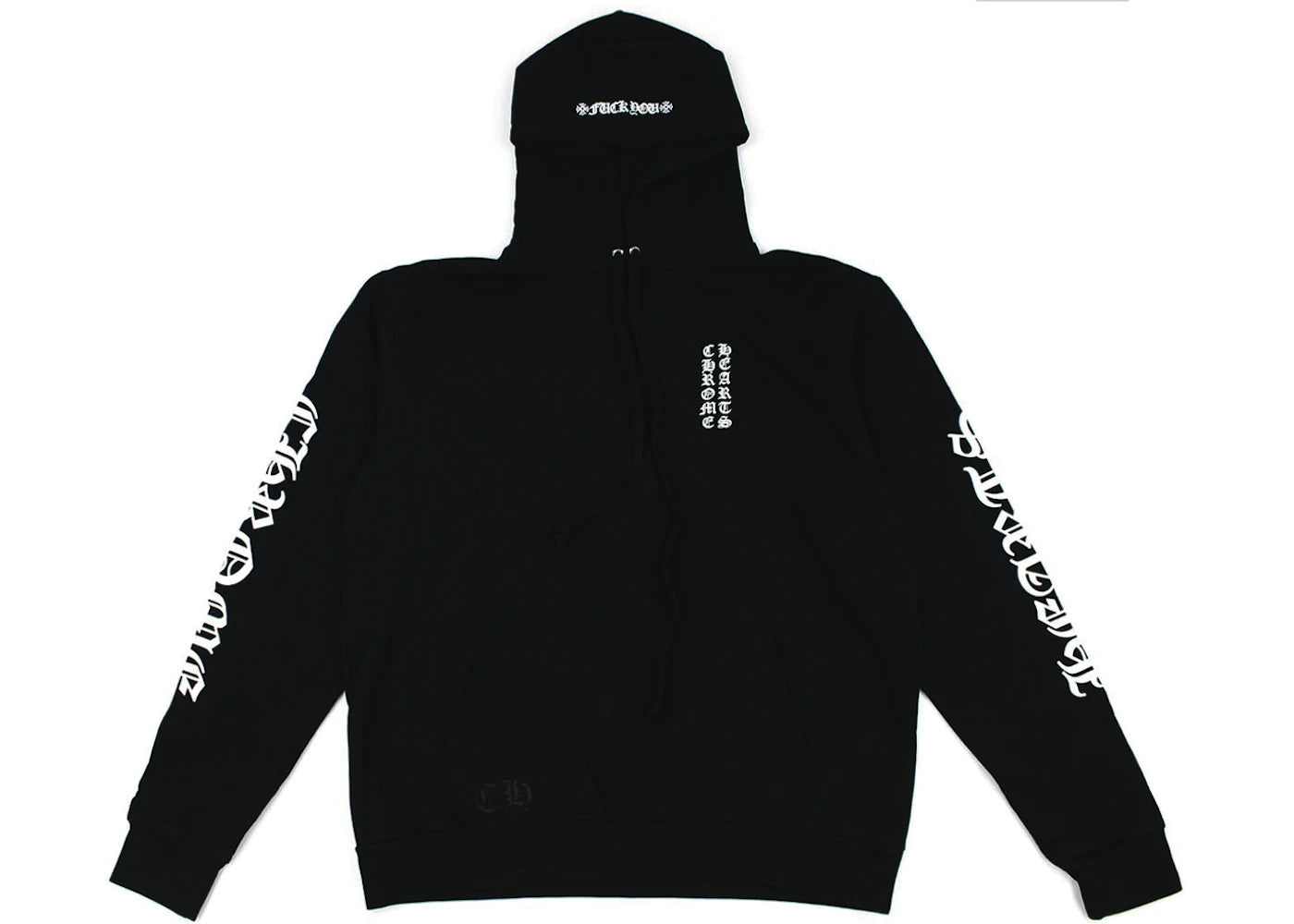 Chrome Hearts Vertical Logo FU Hood Hoodie Black/White