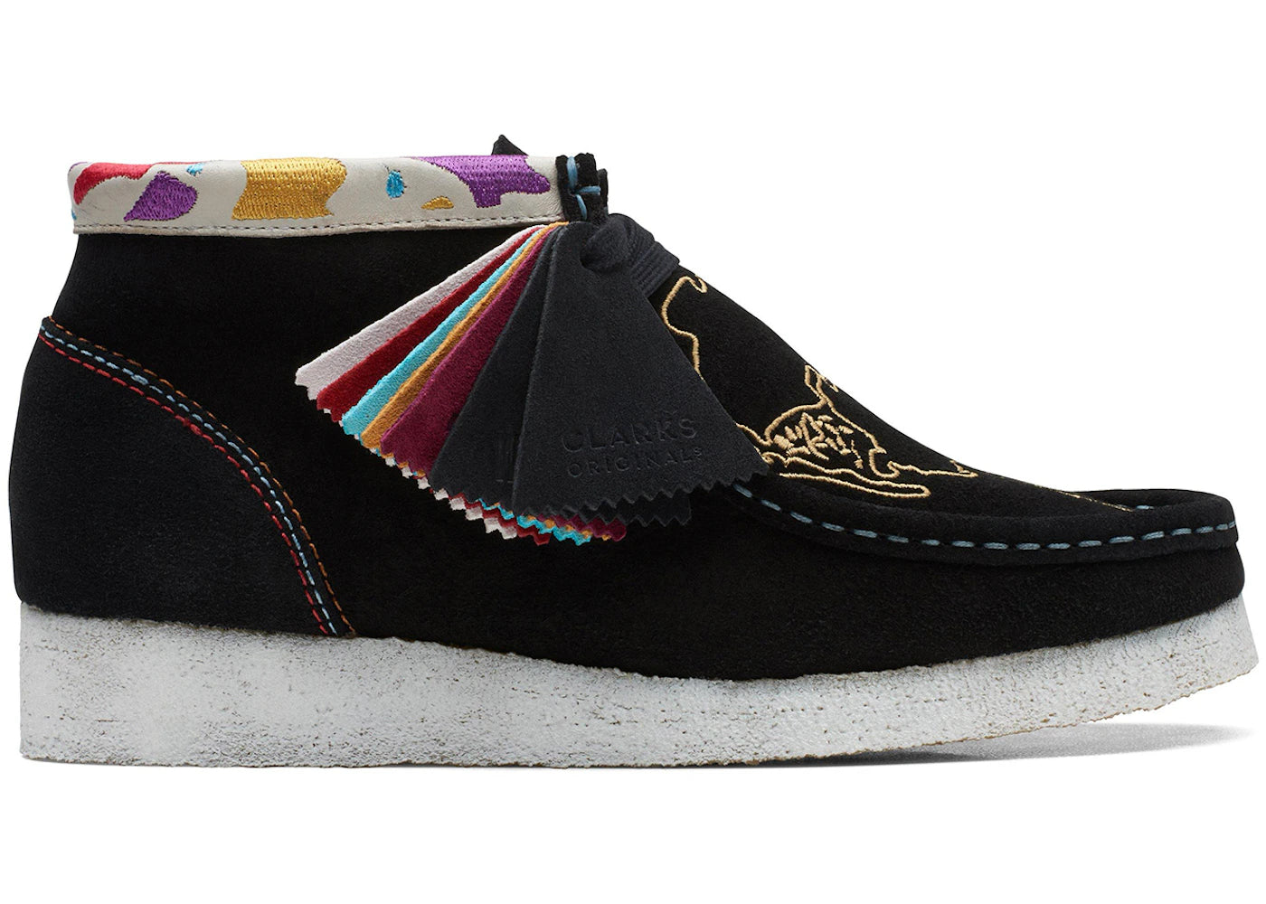Clarks Originals Wallabee Boot Black Embroidery (Women's)