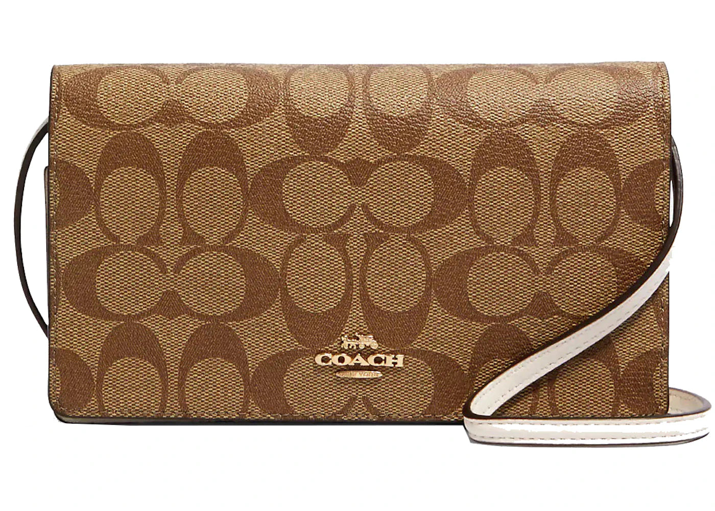 Coach Anna Foldover Crossbody Clutch Khaki/Chalk