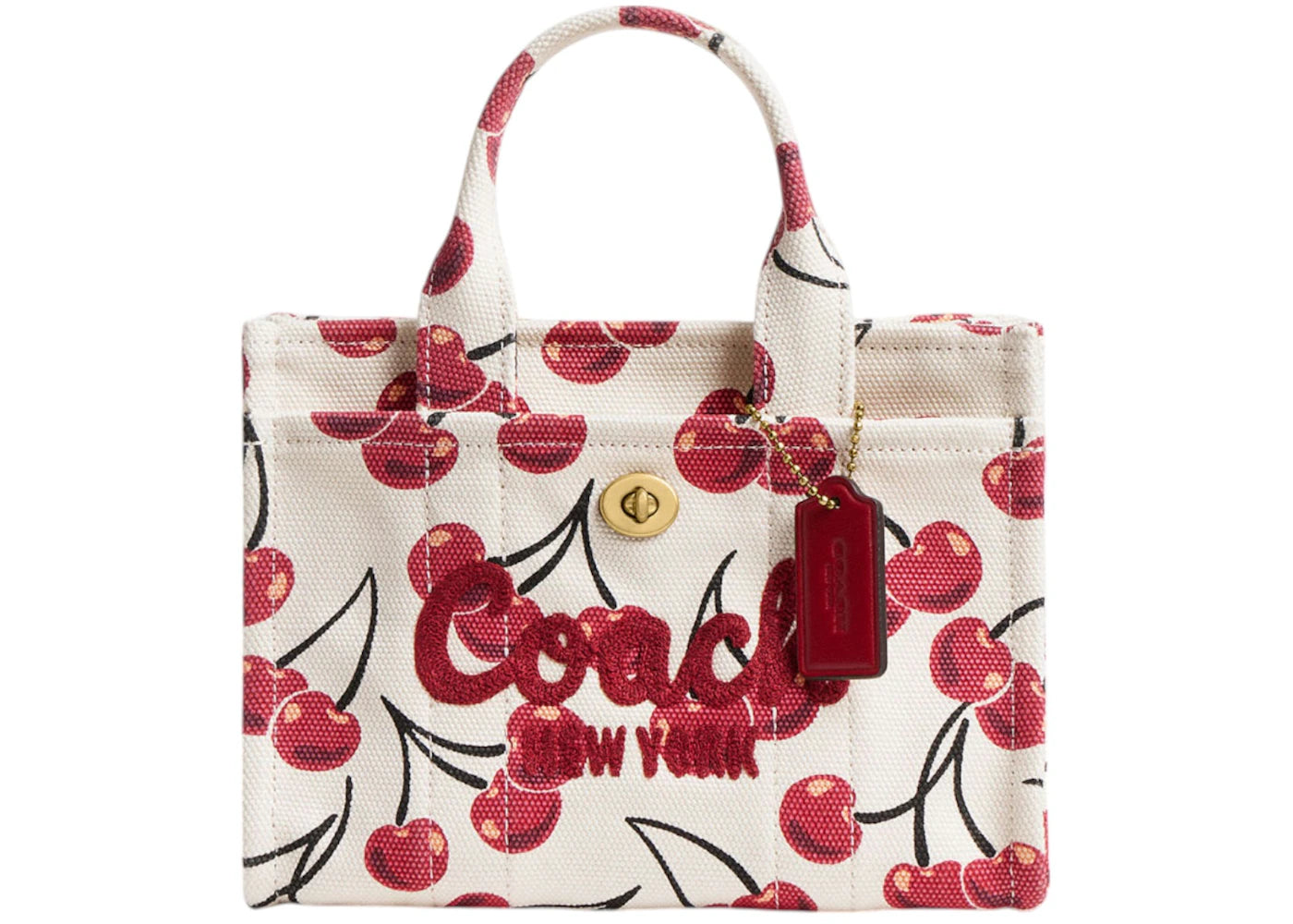 Coach Cargo Tote Bag 20 Cherry Print Canvas/Brass/Chalk Multi