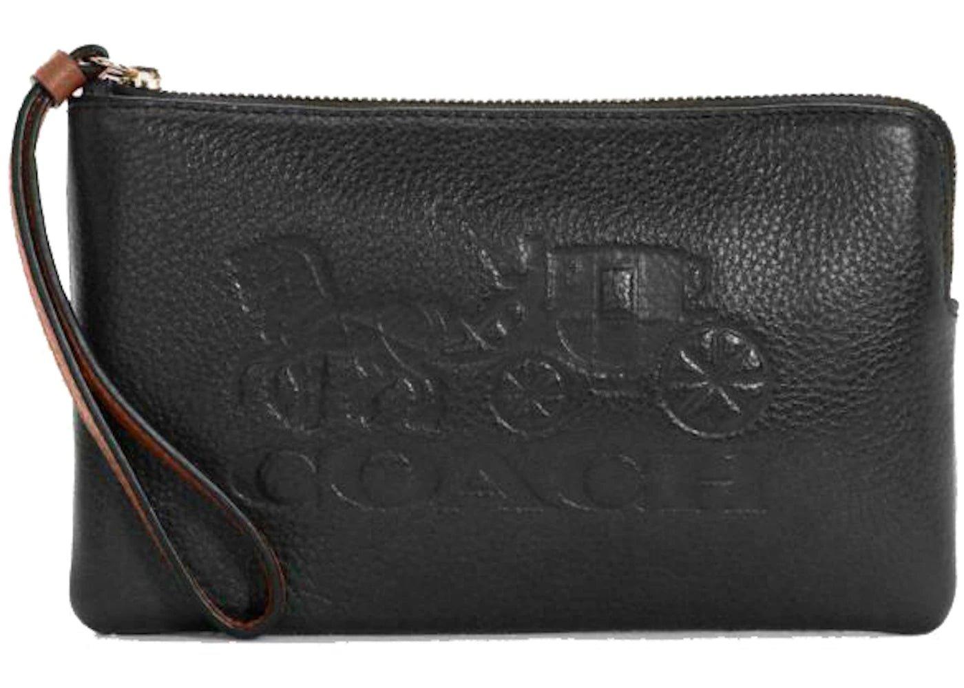 Coach Corner Zip Wristlet Large Horse Carriage Black