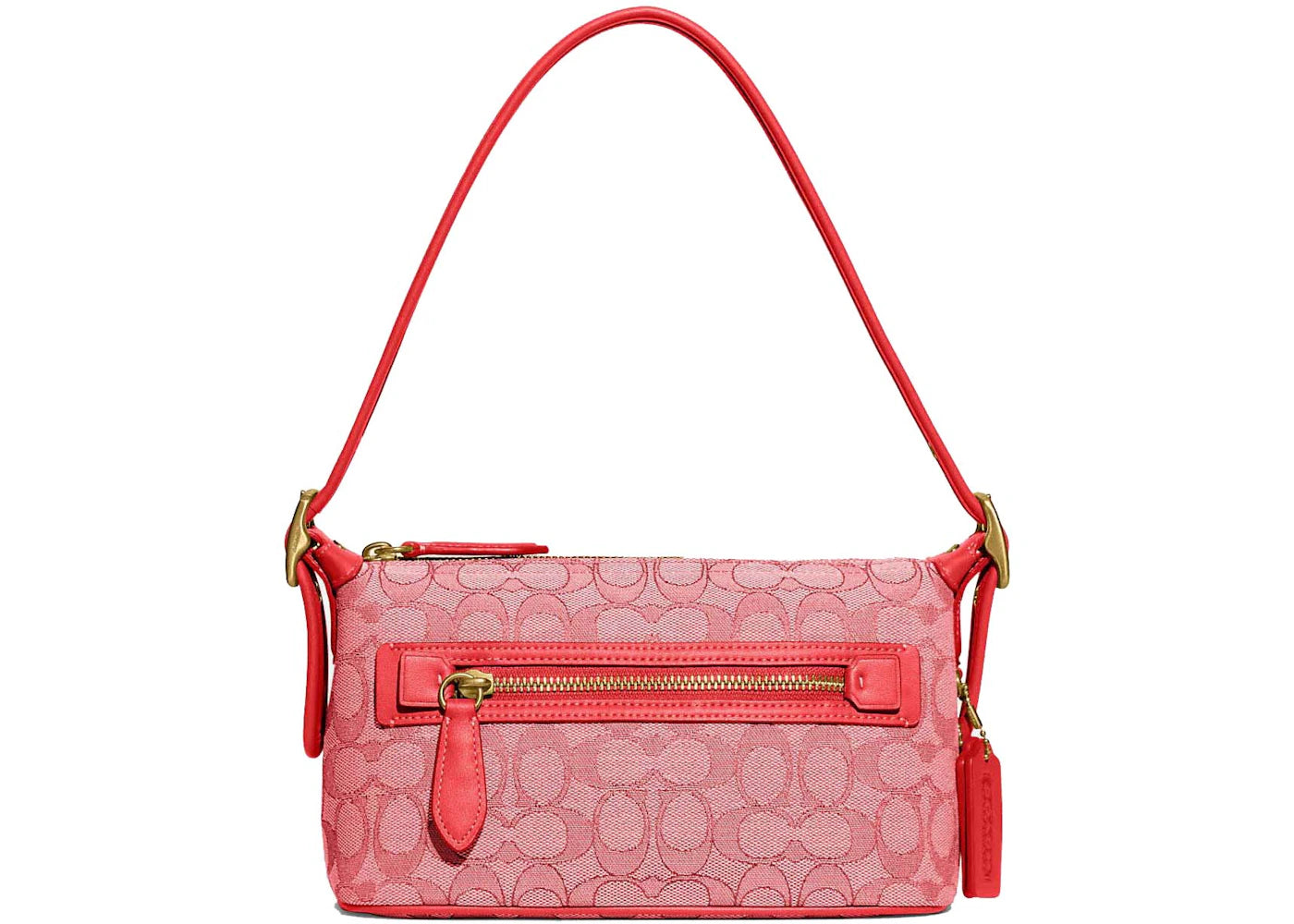 Coach Demi Bag In Signature Jacquard Brass/Sport Red