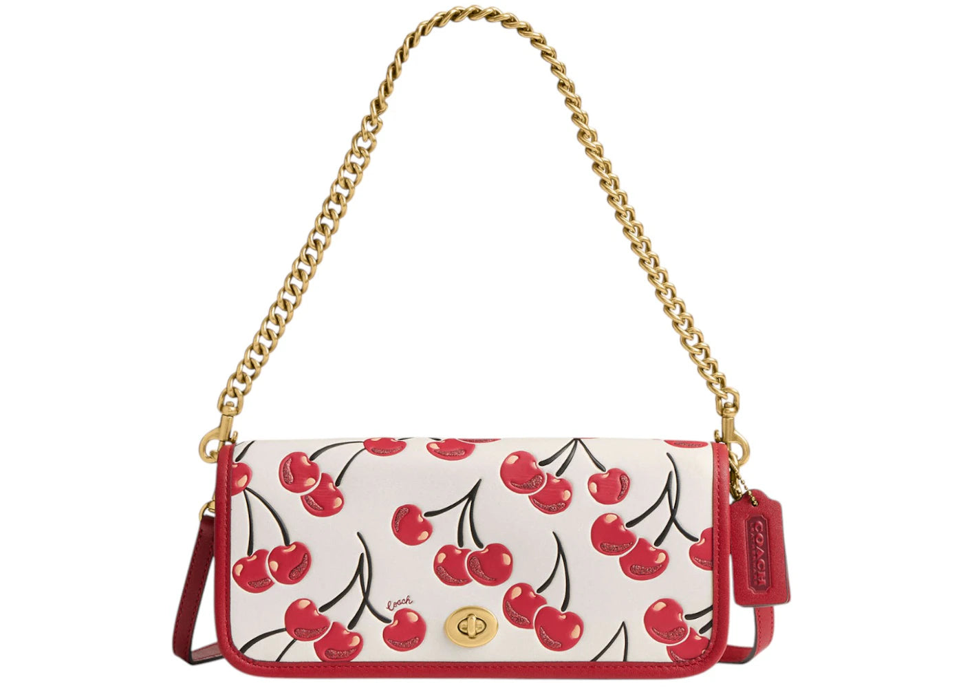 Coach Dinky Bag Cherry Print Brass/Chalk Multi