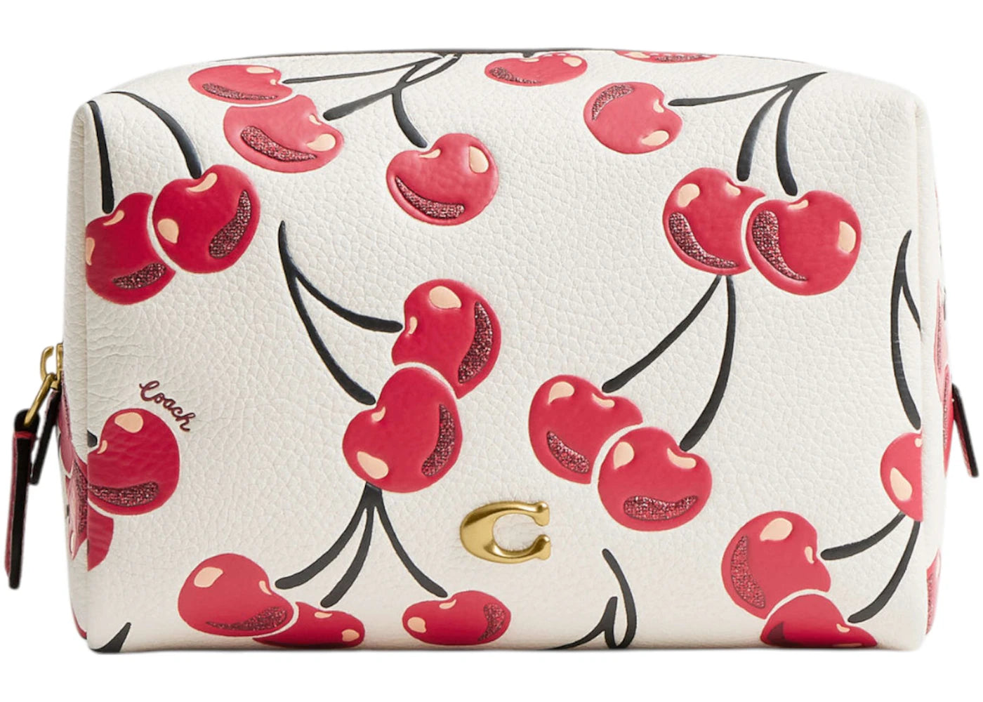 Coach Essential Cosmetic Pouch Cherry Print Brass/Chalk Multi