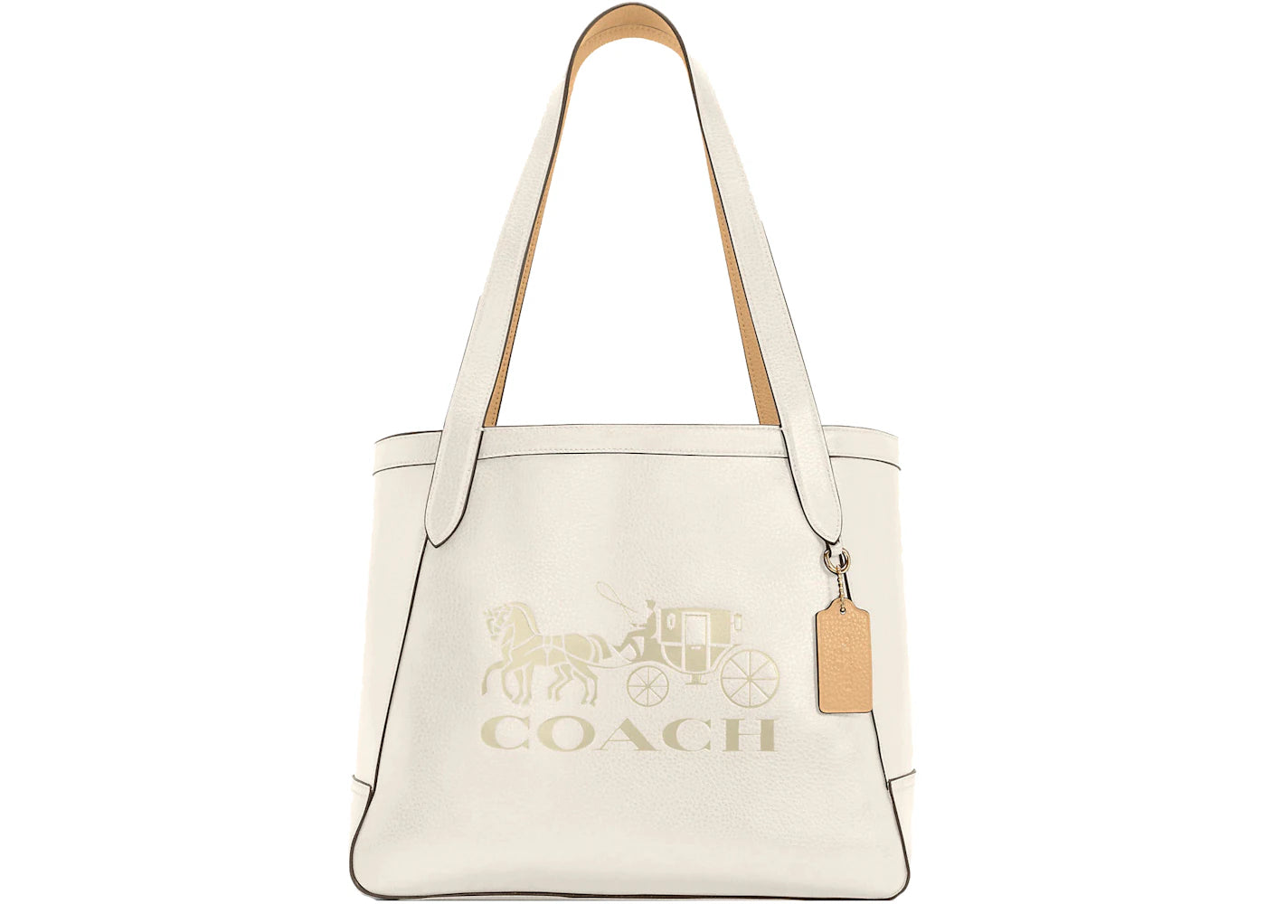 Coach Horse Carriage Tote Bag Medium Embossed Chalk/Vanilla Cream