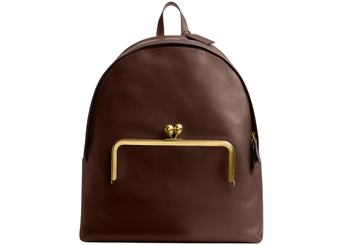 Coach Kisslock Frame Backpack Brass/Dark Brown