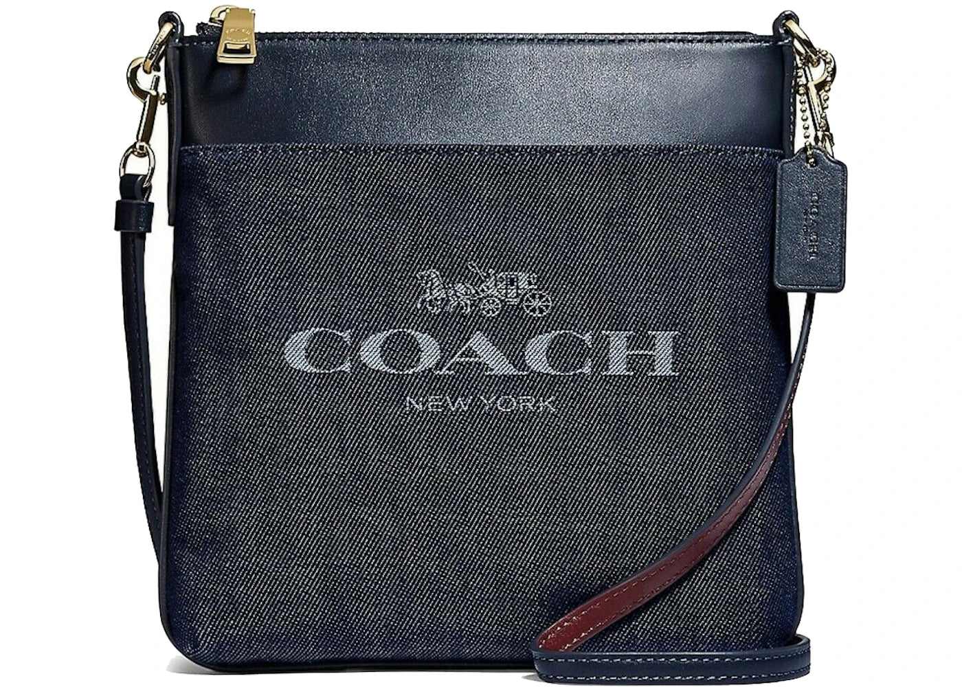 Coach Kitt Messenger Bag Jacquard Denim Blue Knit