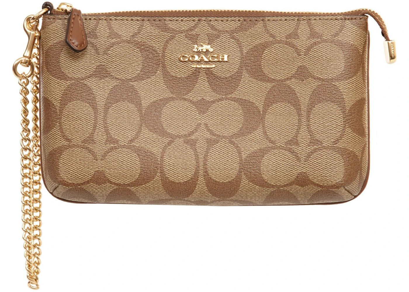 Coach Large Chain Wristlet Tan