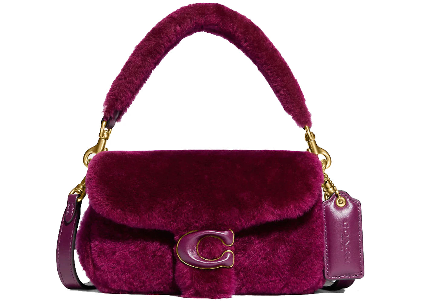 Coach Pillow Tabby 18 Shoulder Bag Shearling Fuchsia